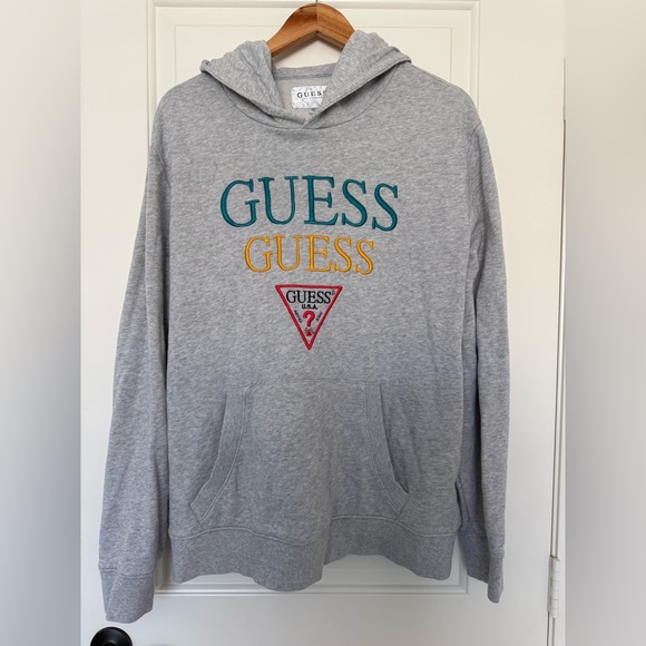 Guess Other - Vintage Guess LA Embroidered Logo Hoodie Grey Pullover Sweatshirt Streetwear Lrg